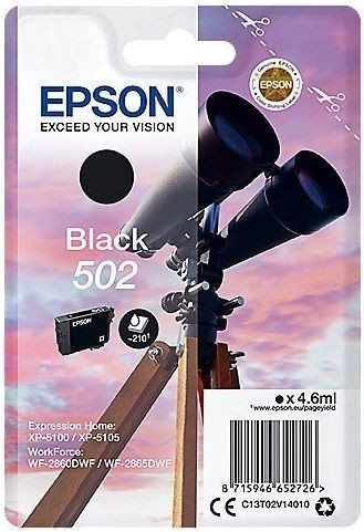 EPSON Nr.502  fekete EREDETI tintapatron (C13T02V14010) 4,6ml (≈210 oldal)