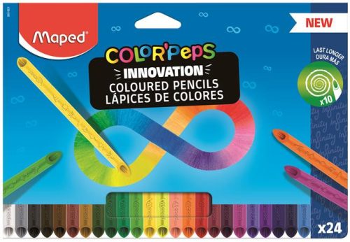 Színes ceruza készlet, háromszögletű, MAPED "Color'Peps INFINITY", 24 különböző szín