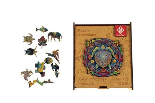 Puzzle, fa, A4, 90 darabos, PANTA PLAST "Mandala Turtle"