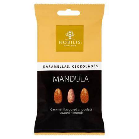 Mandula, 100 g, NOBILIS, karamell ízű, tejcsokoládés-fehércsokoládés