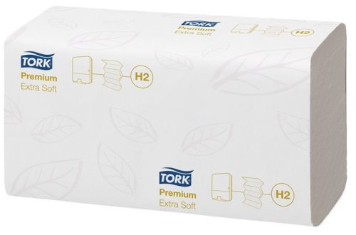 Kéztörlő, Interfold hajtás, H2 rendszer, 2 rétegű, 100 lap, Premium, TORK "Xpress® Extra Soft Multifold", fehér