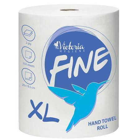 Kéztörlő, tekercses, 2 rétegű, 350 lap, VICTORIA HYGIENE, "Fine XL"