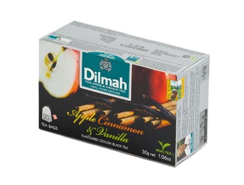 Fekete tea, 20x1,5g, DILMAH, alma-fahéj-vanília