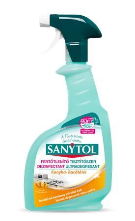 Konyhai felülettisztító- és fertőtlenítő spray, 500 ml, SANYTOL