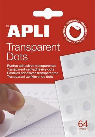 Ragasztókorong, eltávolítható, APLI "Transparent Dots", átlátszó