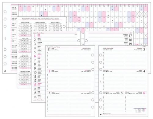 Kalendárium betét, tervező, heti, "L", SATURNUS, fehér 2024