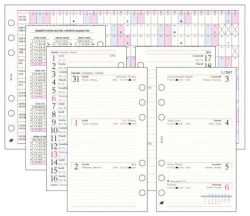 Kalendárium betét, tervező, heti, "M", SATURNUS, fehér 2024