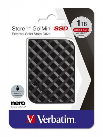 SSD (külső memória), 1TB, USB 3.2 VERBATIM "Store n Go Mini", fekete