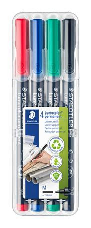 Alkoholos marker készlet, OHP, 1 mm, STAEDTLER "Lumocolor® 317 M", 4 különböző szín