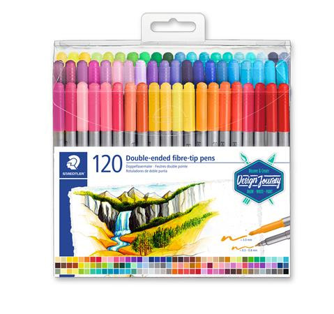 Rostirón készlet,  0,8/3,0 mm, kétvégű, STAEDTLER® "3200", 120 különböző szín