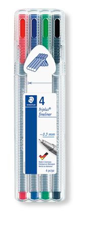 Tűfilc készlet, 0,3 mm, STAEDTLER "Triplus  334", 4 különböző szín