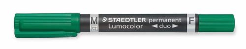 Alkoholos marker, 0,6/1,5 mm, kúpos, kétvégű, STAEDTLER "Lumocolor® duo 348", zöld