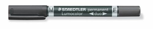 Alkoholos marker, 0,6/1,5 mm, kúpos, kétvégű, STAEDTLER "Lumocolor® duo 348", fekete