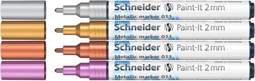 Metálfényű marker készlet, 2 mm, SCHNEIDER "Paint-It 011", 4 különböző szín