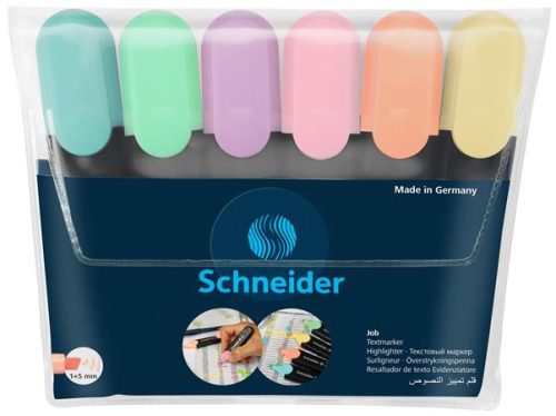 Szövegkiemelő készlet, 1-5 mm, SCHNEIDER "Job Pastel", 6 különböző pasztell szín