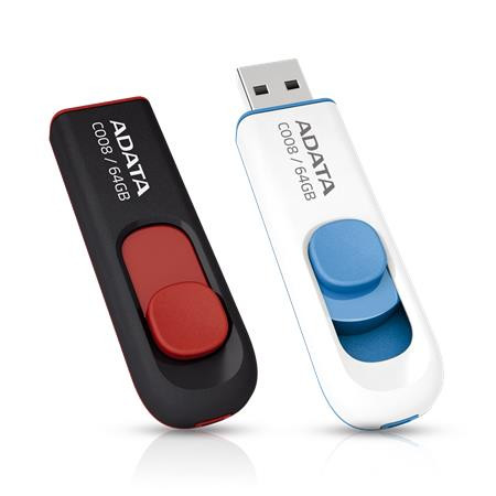 Pendrive, 64GB, USB 2.0, ADATA "C008", fekete