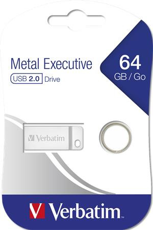 Pendrive, 64GB, USB 2.0,  VERBATIM "Executive Metal", ezüst