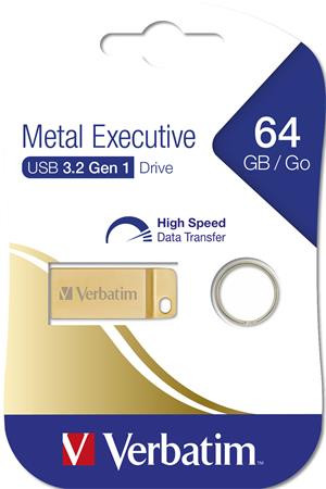 Pendrive, 64GB, USB 3.2, VERBATIM "Executive Metal", arany