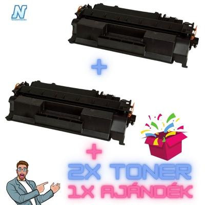 2+1 db-os PAKK, HP -hez  CF-280X FEKETE UTÁNGYÁRTOTT toner  (►CE505X, CRG719H kompatibilis◄) + 1 meglepetés,  (2x6800 oldalas)