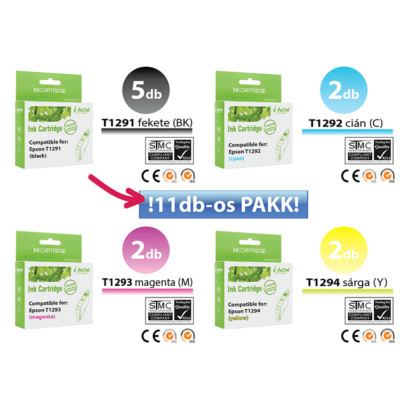 Epson -hoz 11db-os◄   T129x utángyártott tintapatron irodaPAKK (11x~420 oldal)