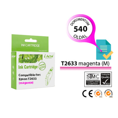 Epson -hoz,   T2633 15,5 ml (Epson 26XL) magenta utángyártott tintapatron (~540 oldal)  (T2613)